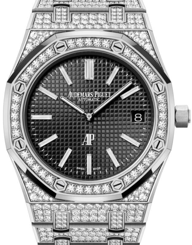 Audemars Piguet Royal Oak Extra-Thin 39 mm 15202BC.ZZ.1241BC.03 White Gold/Diamonds Black