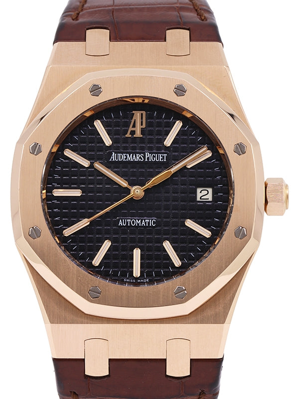 Audemars Piguet Royal Oak Selfwinding Rose Gold 39mm Black Index Dial Leather Strap 1530OR.OO.D002CR.01