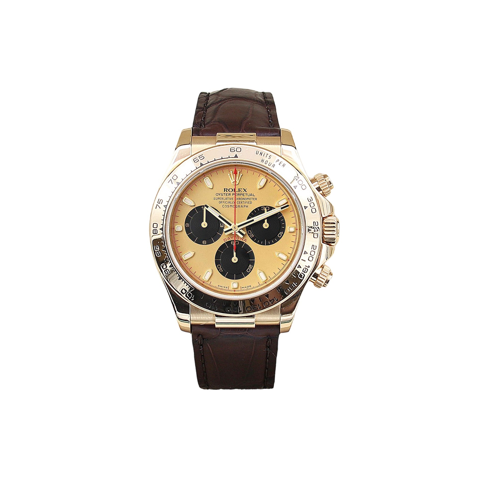 Rolex Cosmograph Daytona 40 mm 116518-DMOPDBR bnib Yellow Gold Luminous