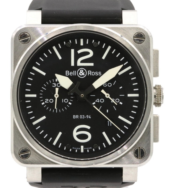 Bell & Ross BR 03-94 Stainless Steel Black Arabic / Index Dial & Rubber Bracelet - PRE-OWNED