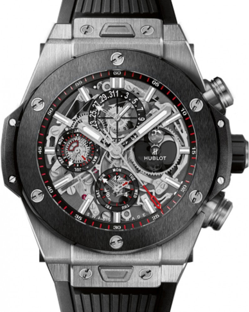Hublot Big Bang Perpetual Calendar 406.NM.0170.RX Skeleton Index Black Ceramic Bezel & Titanium Case Rubber 45mm BRAND NEW