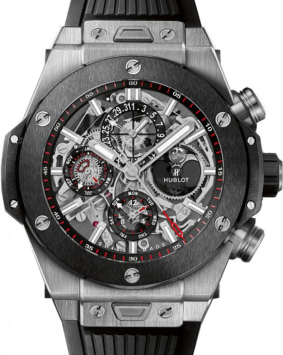 Hublot Big Bang Perpetual Calendar 406.NM.0170.RX Skeleton Index Black Ceramic Bezel & Titanium Case Rubber 45mm BRAND NEW