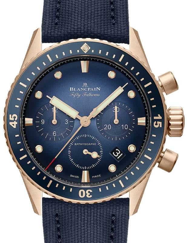Blancpain Bathyscaphe Chronographe Flyback Red Rose Gold 43mm Leather Strap 5200 3640 O52A - BRAND NEW