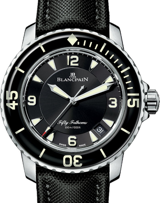 Blancpain Fifty Fathoms Automatique Titanium Black Dial Canvas Strap 45mm 5015-12B30-B52A - BRAND NEW
