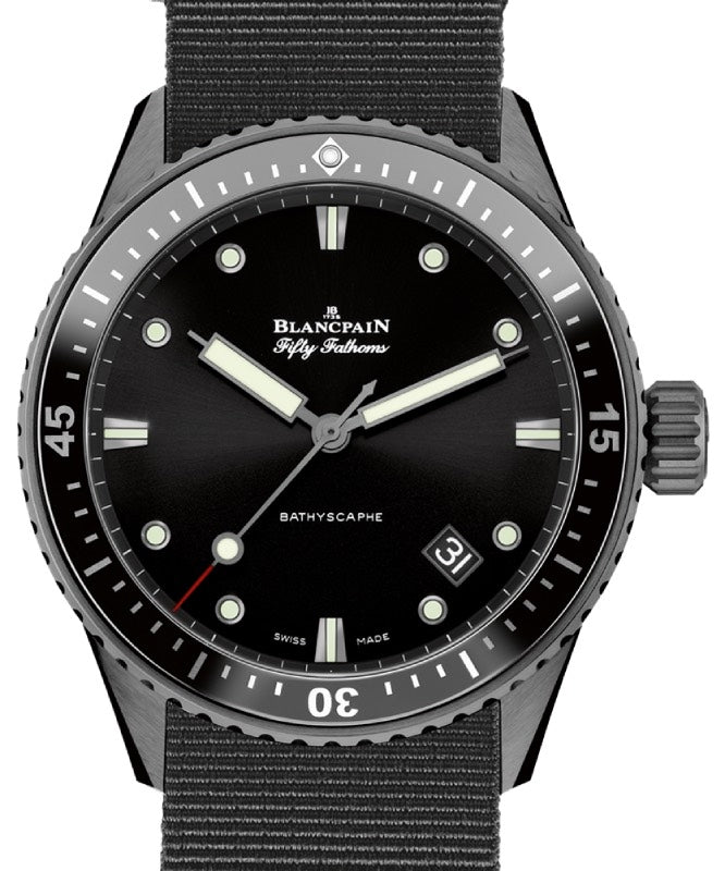 Blancpain Fifty Fathoms Bathyscaphe Ceramic 43.6mm Black Dial NATO Strap 5000 0130 NABA - BRAND NEW
