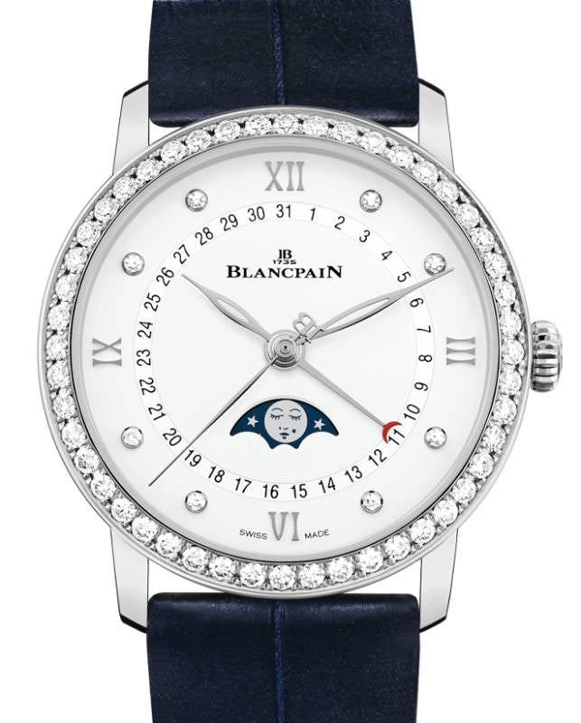 Blancpain Villeret Quanti?me Phase De Lune Steel Diamond Bezel 33.2mm White Dial 6126 4628 55B - BRAND NEW
