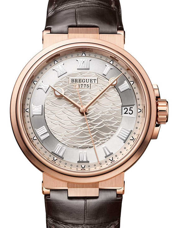 Breguet Marine 5517 Rose Gold 40mm/Leather Silver Dial 5517BR/12/9ZU