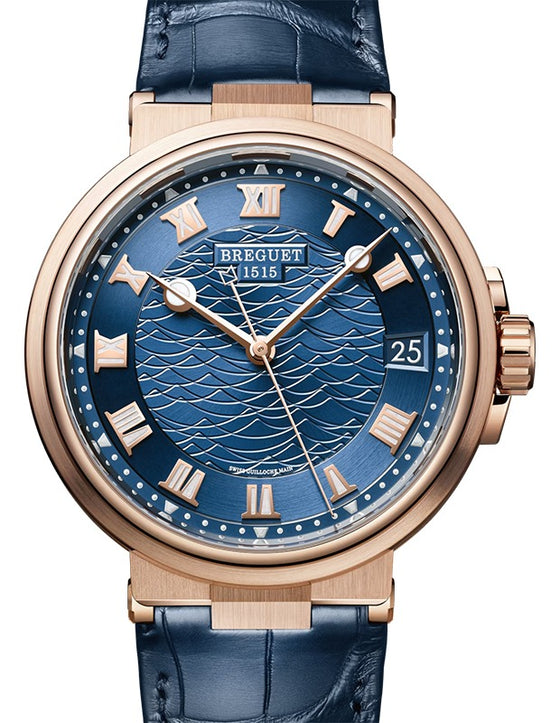 Breguet Marine 5517 Rose Gold 40mm/Leather Galvanic Blue Dial 5517BR/Y2/9ZU