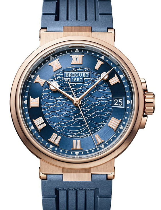 Breguet Marine 5517 Rose Gold 40mm/Rubber Galvanic Blue Dial 5517BR/Y2/5ZU