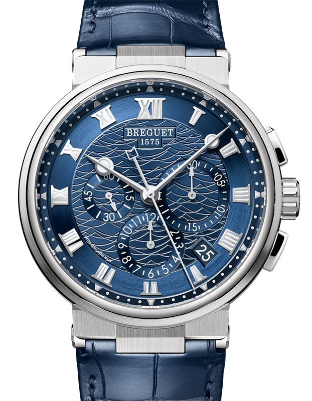 Breguet Marine Chronographe 5527 White Gold 42mm/Leather Blue Dial 5527BB/Y2/9WV