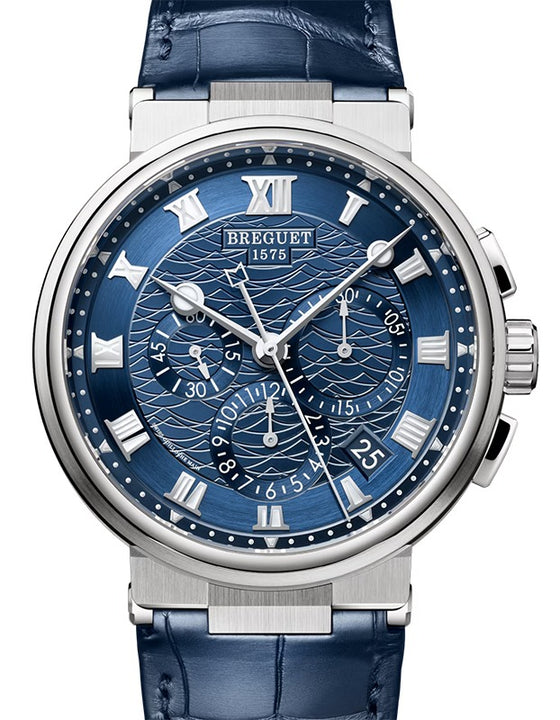 Breguet Marine Chronographe 5527 White Gold 42mm/Leather Blue Dial 5527BB/Y2/9WV