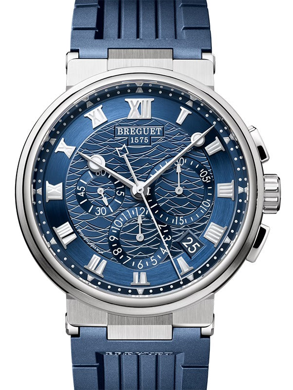 Breguet Marine Chronographe 5527 White Gold 42mm/Rubber Blue Dial 5527BB/Y2/5WV