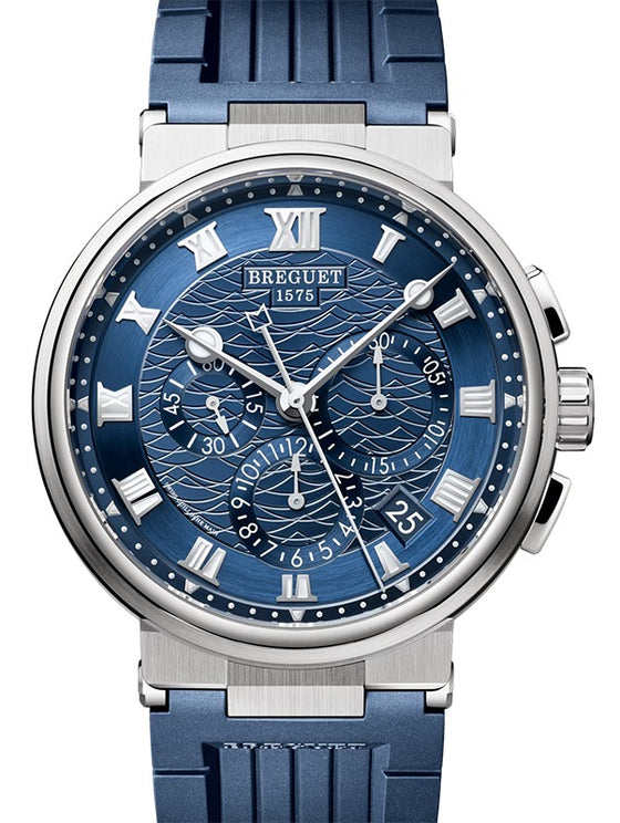 Breguet Marine Chronographe 5527 White Gold 42mm/Rubber Blue Dial 5527BB/Y2/5WV