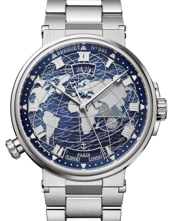 Breguet Marine Hora Mundi 5557 White Gold 43.9mm/Bracelet Galvanic Blue Dial 5557BB/YS/BW0