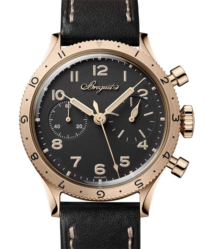 Breguet Type XX Chronographe 2075 Gold 38mm/Leather Black Dial 2075BH/99/398
