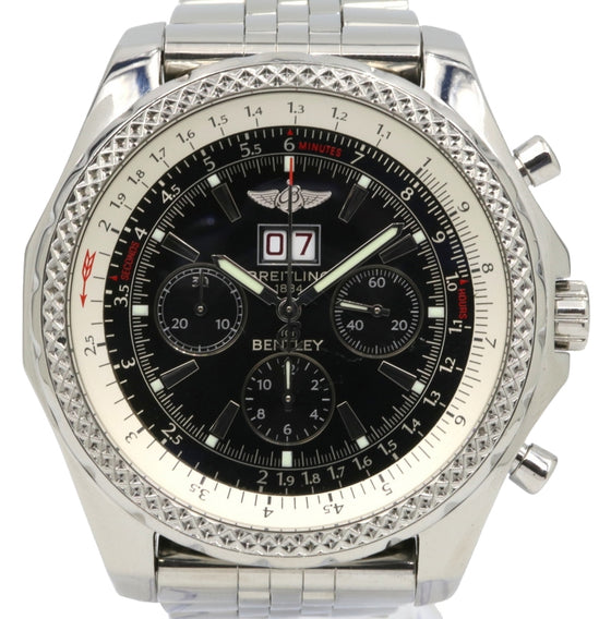 Breitling Bentley 6.75 A44362 Men's 48mm Black Index Chronograph Stainless Steel - PRE-OWNED