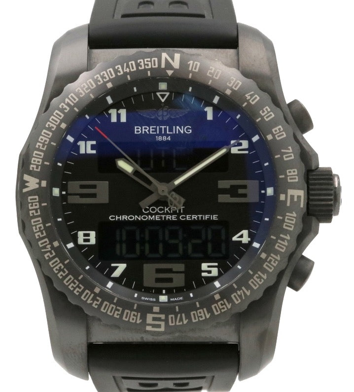 Breitling Cockpit B50 Night Mission PVD/DLC Titanium Black Arabic Dial & Rubber Strap VB5010 - PRE-OWNED