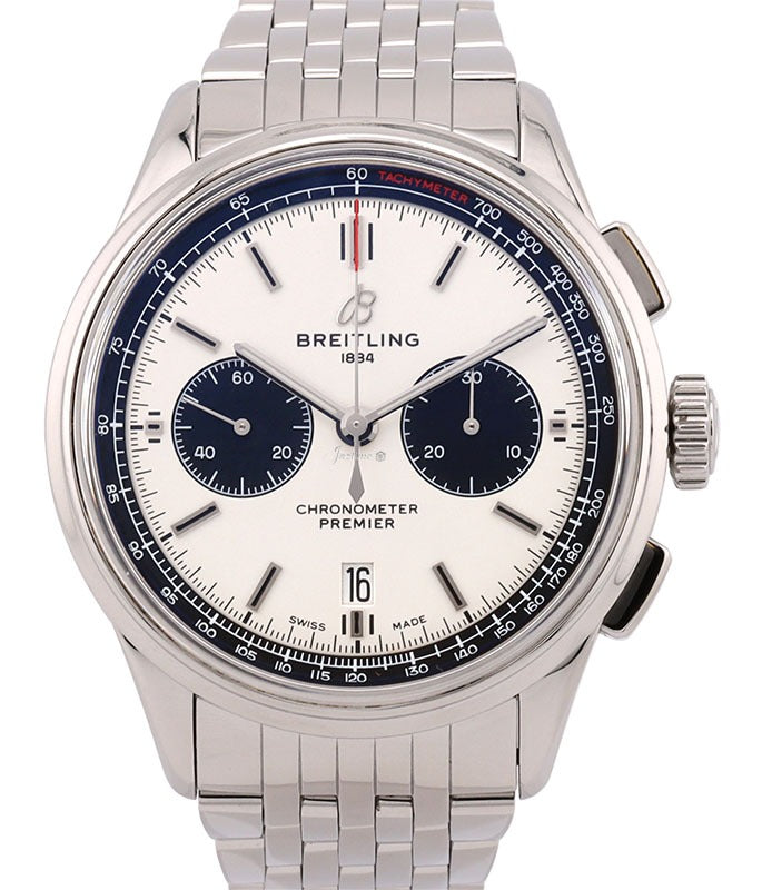 Breitling Premier B01 Chronograph 42 Stainless Steel White Dial AB0118221G1A1 - BRAND NEW