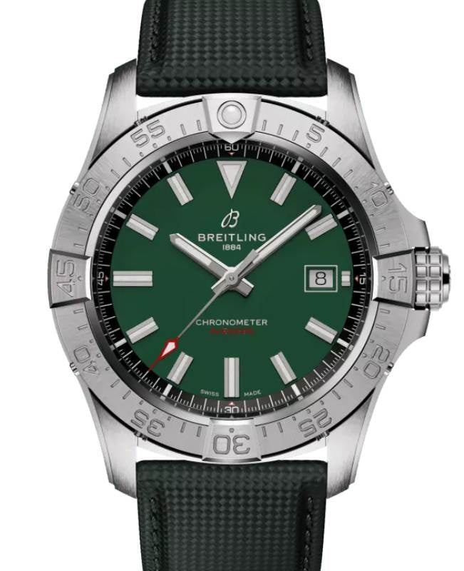 Breitling Avenger Automatic 42 Stainless Steel Green Dial Leather Strap A17328101L1X1