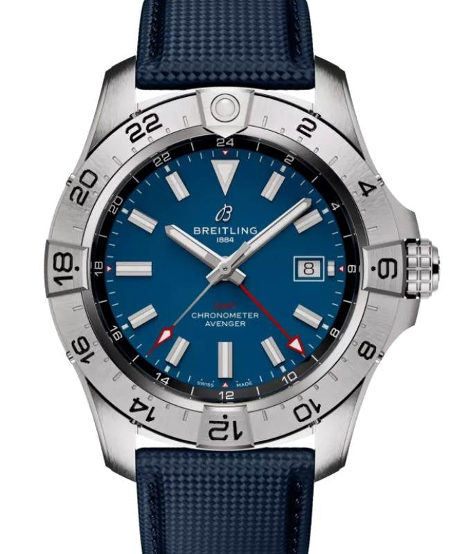 Breitling Avenger Automatic GMT 44 Stainless Steel Blue Dial Leather Strap A32320101C1X1