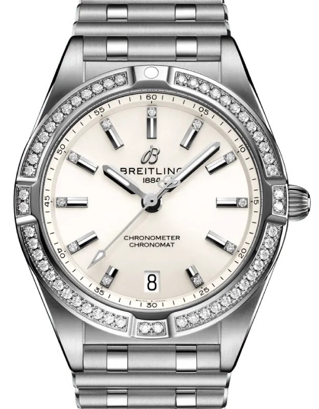 Breitling Chronomat 32 Stainless Steel Gem Set Bezel White Dial A77310591A1A1 - BRAND NEW