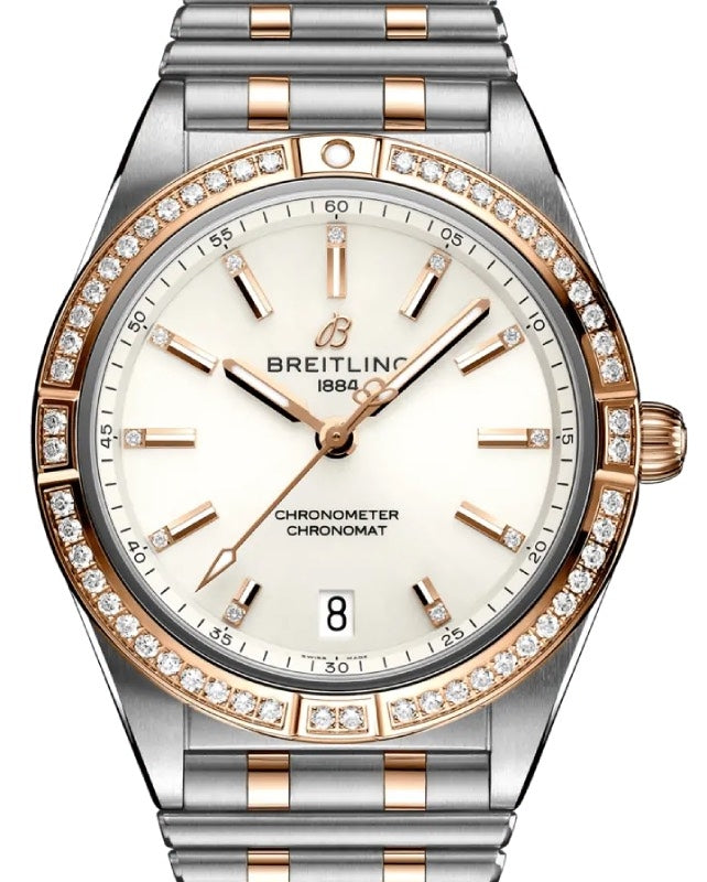 Breitling Chronomat Automatic 36 Stainless Steel/Red Gold Diamond Bezel White Dial U10380591A1U1 - BRAND NEW