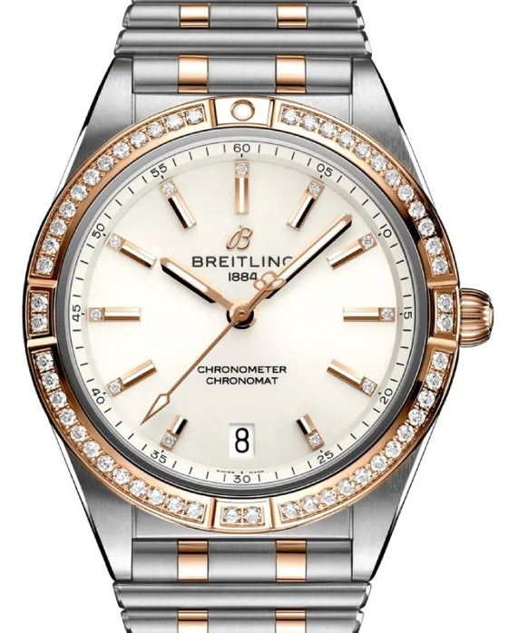Breitling Chronomat Automatic 36 Stainless Steel/Red Gold Diamond Bezel White Dial U10380591A1U1 - BRAND NEW