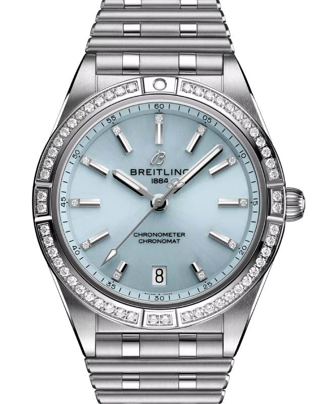 Breitling Chronomat Automatic 36 Steel/White Gold Diamond Bezel Ice Blue Dial G10380591C1G1