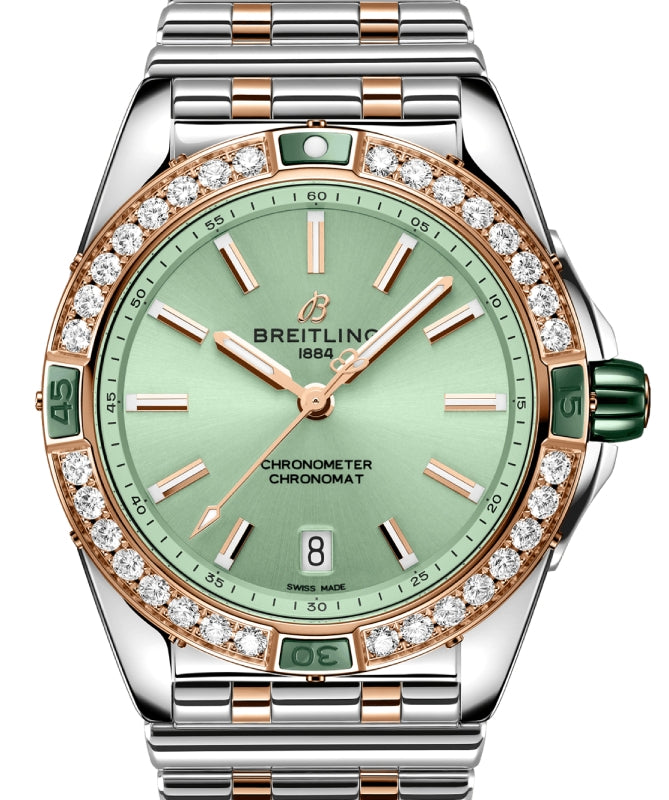 Breitling Chronomat Automatic 38 Stainless Steel/Red Gold Diamond Bezel U17356531L1U1 - BRAND NEW