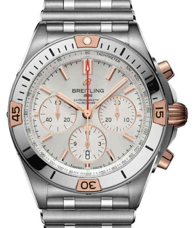 Breitling Chronomat B01 42 Silver Dial Stainless Steel/Red Gold Cream Dial IB0134101G1A1 - BRAND NEW