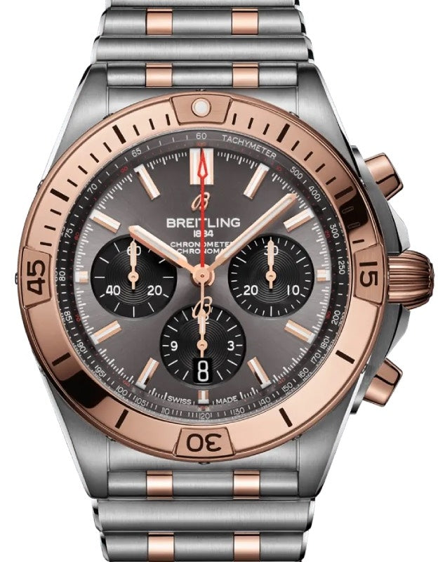 Breitling Chronomat B01 42 Stainless Steel/Red Gold Grey Dial UB0134101B1U1 - BRAND NEW