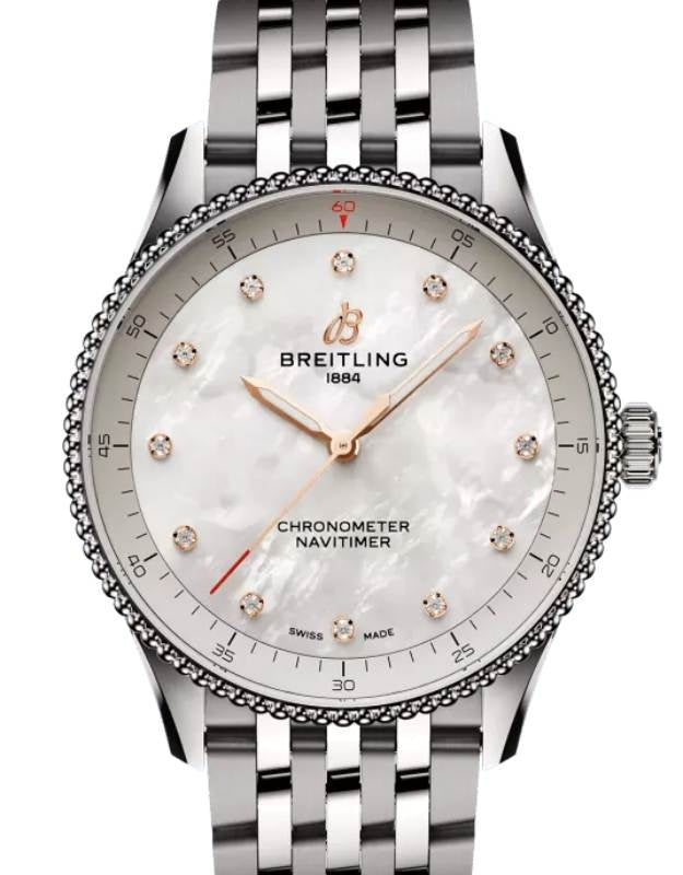 Breitling Navitimer 32 Stainless Steel Mother of Pearl Diamond Dial A77320E61A2A1