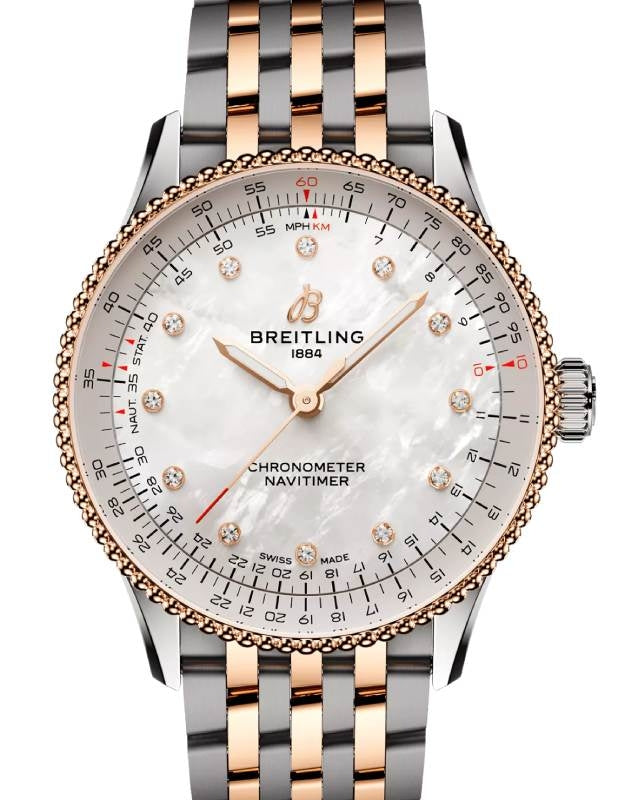 Breitling Navitimer Automatic 36 Steel/Red Gold Mother of Pearl Diamond Dial U17327211A1U1