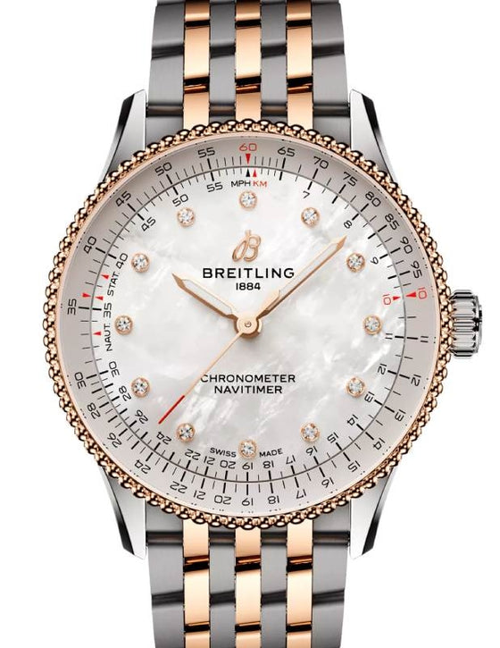 Breitling Navitimer Automatic 36 Steel/Red Gold Mother of Pearl Diamond Dial U17327211A1U1