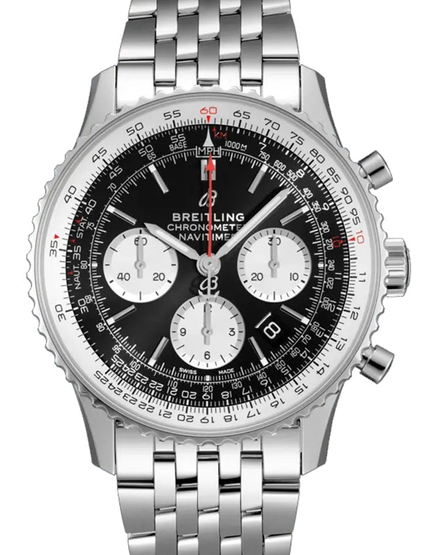Breitling Navitimer B01 Chronograph 43 Stainless Steel 43mm Black Dial Steel Bracelet AB0121211B1A1 - BRAND NEW