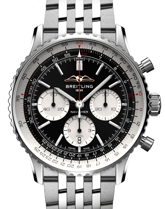 Breitling Navitimer B01 Chronograph 43 Stainless Steel Black Dial AB0138211B1A1 - BRAND NEW