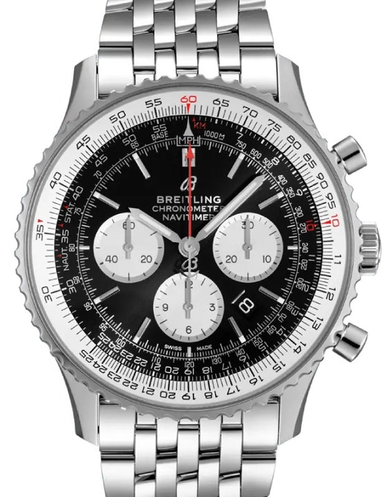 Breitling Navitimer B01 Chronograph 46 Stainless Steel 46mm Black Dial Steel Bracelet AB0127211B1A1 - BRAND NEW