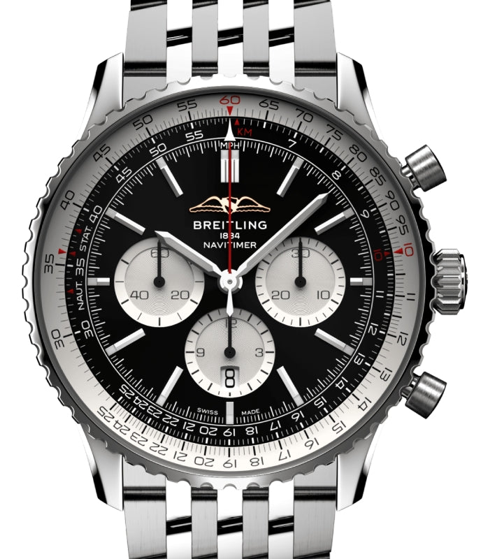 Breitling Navitimer B01 Chronograph 46 Stainless Steel Black Dial AB0137211B1A1 - BRAND NEW
