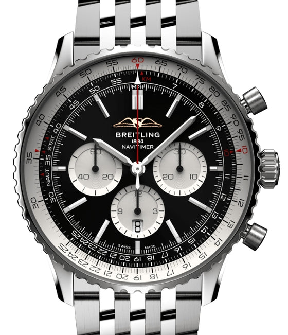 Breitling Navitimer B01 Chronograph 46 Stainless Steel Black Dial AB0137211B1A1 - BRAND NEW