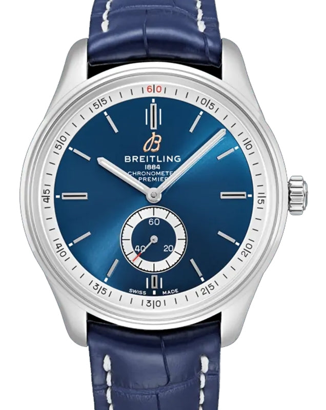 Breitling Premier Automatic 40 Stainless Steel 40mm Blue Dial Alligator Leather Bracelet A37340351C1P1 - BRAND NEW
