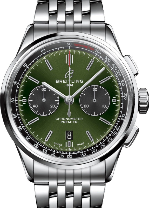 Breitling Premier B01 Chronograph 42 Bentley British Racing Green Stainless Steel AB0118A11L1 - PRE-OWNED