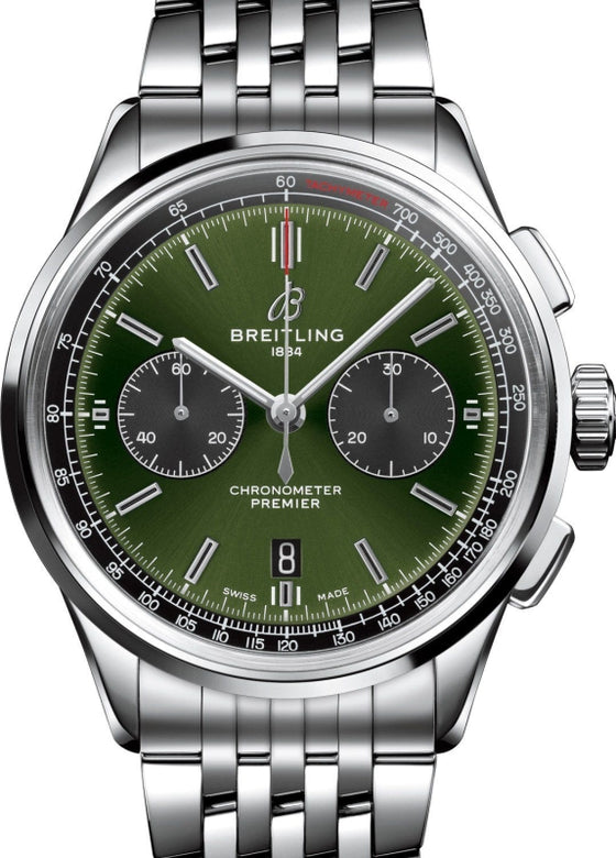 Breitling Premier B01 Chronograph 42 Bentley British Racing Green Stainless Steel AB0118A11L1 - PRE-OWNED