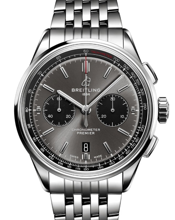 Breitling Premier B01 Chronograph 42 Stainless Steel Anthracite Grey Dial AB0118221B1A1 - BRAND NEW