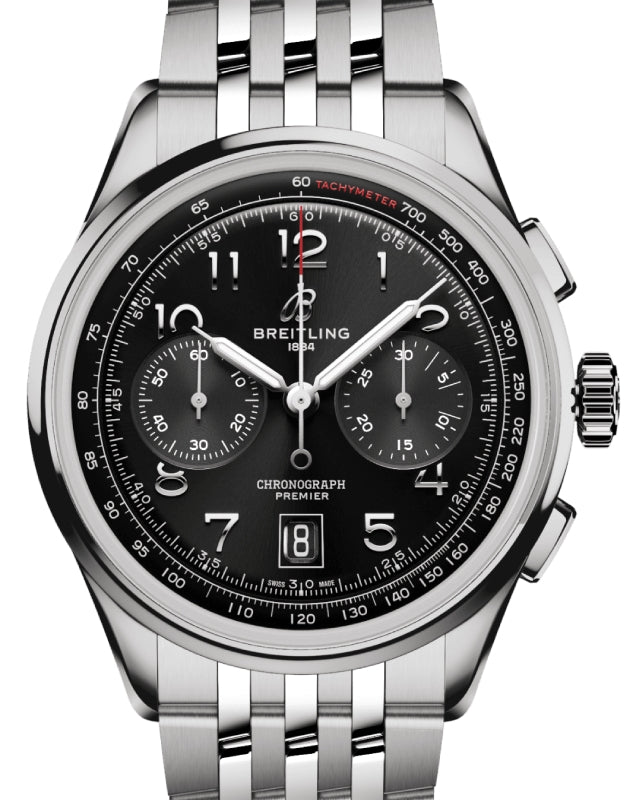 Breitling Premier B01 Chronograph 42 Stainless Steel Black Dial AB0145221B1A1 - BRAND NEW