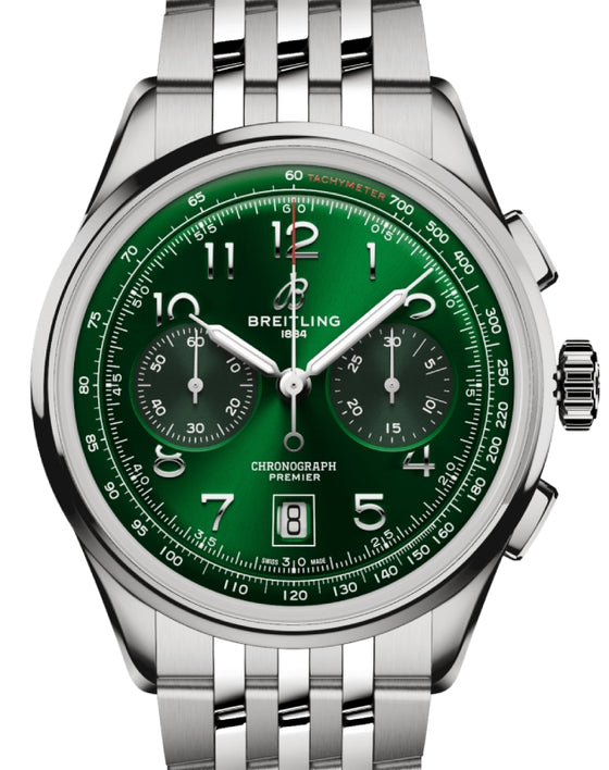 Breitling Premier B01 Chronograph 42 Stainless Steel Green Dial AB0145371L1A1 - BRAND NEW