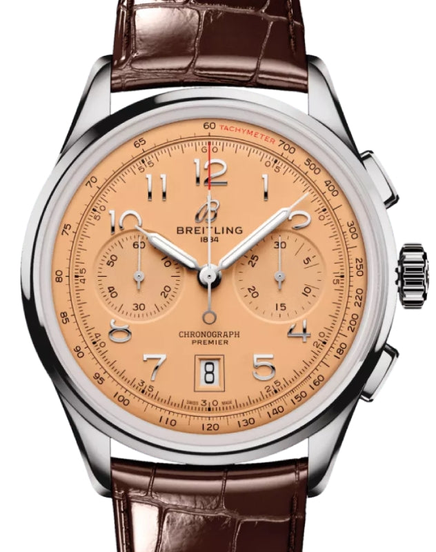 Breitling Premier B01 Chronograph 42 Stainless Steel Leather Strap AB0145331K1P1 - BRAND NEW