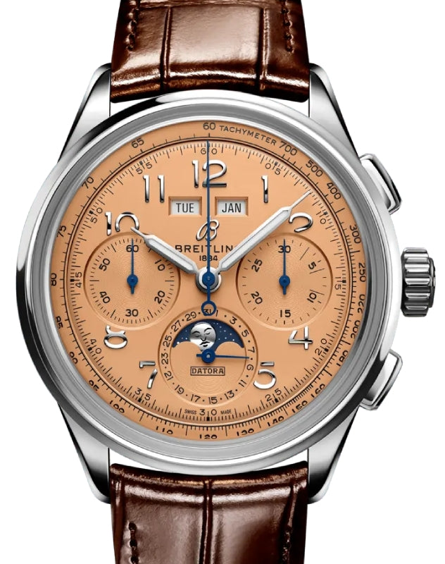 Breitling Premier B25 Datora 42 Stainless Steel Leather Strap AB2510201K1P1 - BRAND NEW