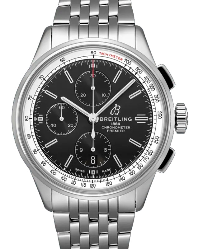 Breitling Premier Chronograph 42 Stainless Steel 42mm Black Dial A13315351B1A1
