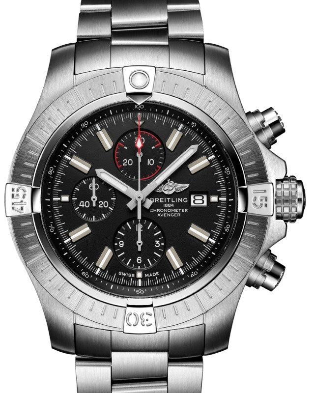 Breitling Super Avenger Chronograph 48 Stainless Steel 48mm Black Dial A13375101B1A1