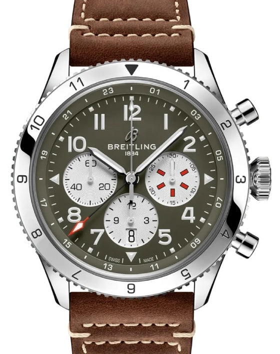 Breitling Super AVI B04 Chronograph GMT 46 Curtiss Warhawk Stainless Steel Green Dial AB04452A1L1X1 - BRAND NEW